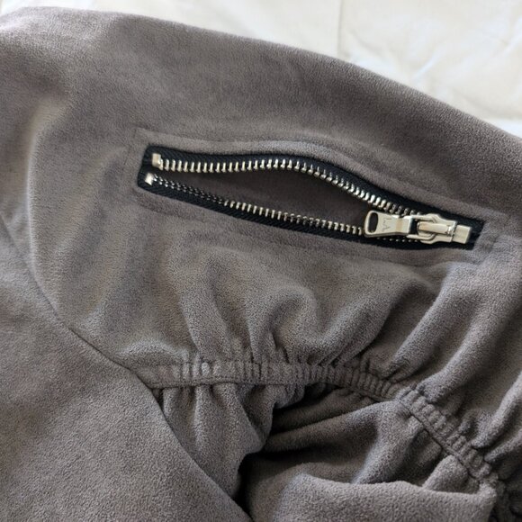 LIFTED ANCHORS Jacket Men's M‎ Gray Suede Bird Bomber Zip Ruched Stretch Sleeves - Picture 13 of 15